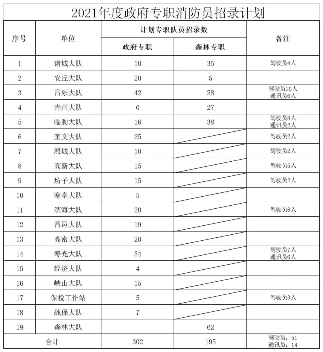 濰坊市政府專職消防員招錄簡章